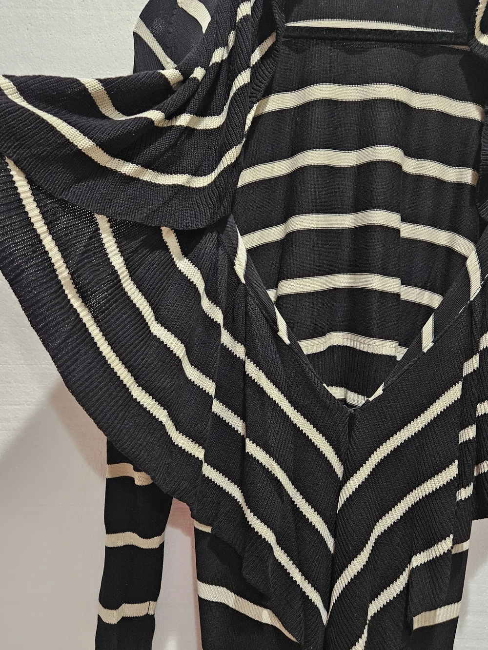 WHBM Black & White Striped Open-Front Women's Cardigan Sweater Size Small Silk B